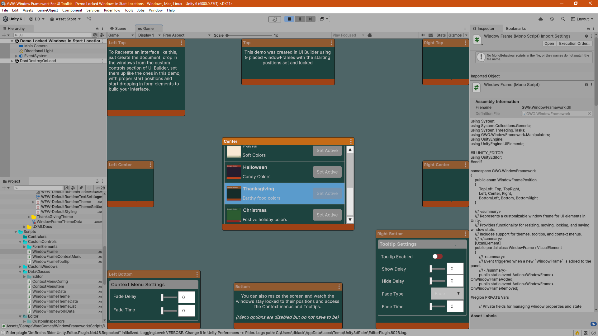 Runtime tooltip example on a game ui window