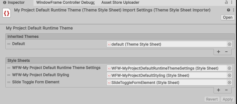 Completed window Framework unity theme stylesheet layout