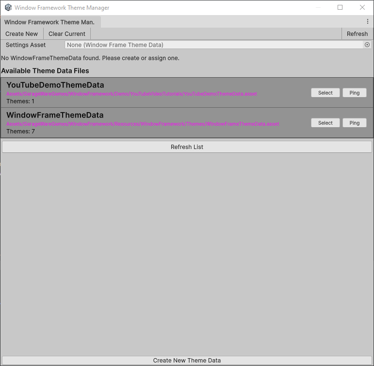 Theme manager select data file dialog