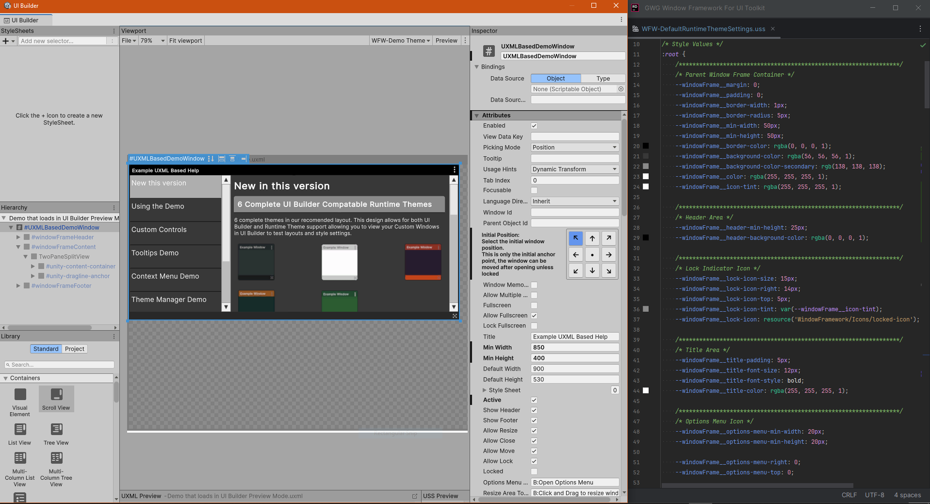 UI Builder open next to a rider code view window