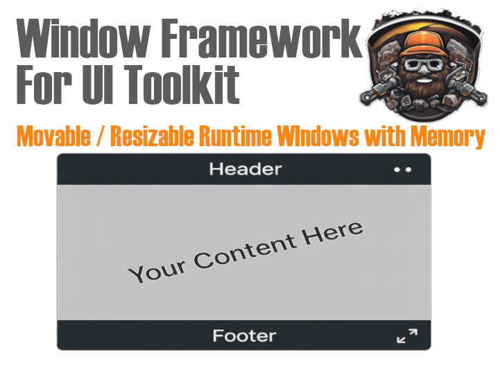Window Framework for Unity UI Toolkit Logo and unity asset bundle