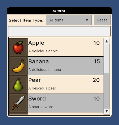 Runtime UIToolkit Inventory Window Example